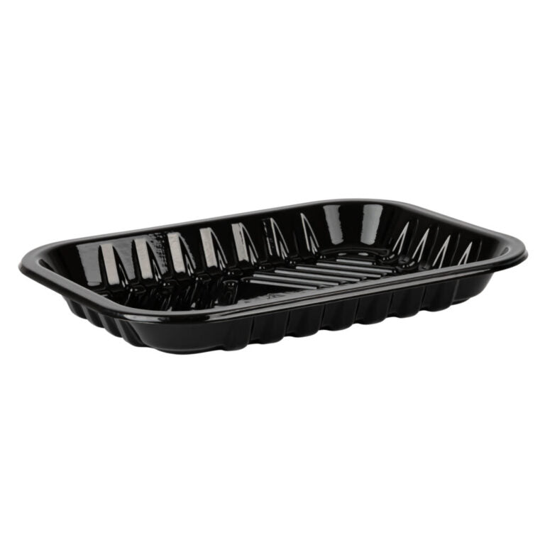 BLACK PET PLASTIC MEAT TRAY 5 9/10''X 8 3/10'' X1 1/10'' PMTB-2P