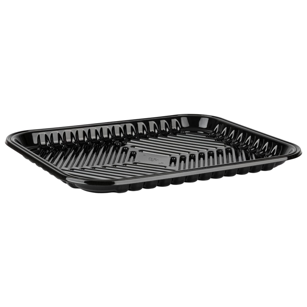 BLACK PET PLASTIC MEAT TRAY 10 1/2" x 8" x 1 3/10''"PMTB-8S