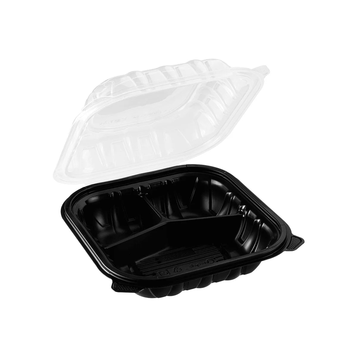 8"×8" THREE COMPARTMENT CLEAR&BLACK FOOD CONTAINER ML-BW83