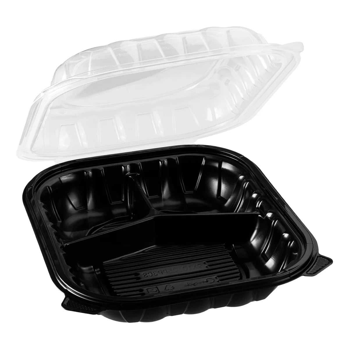 9"×10" THREE COMPARTMENT CLEAR&BLACK FOOD CONTAINER