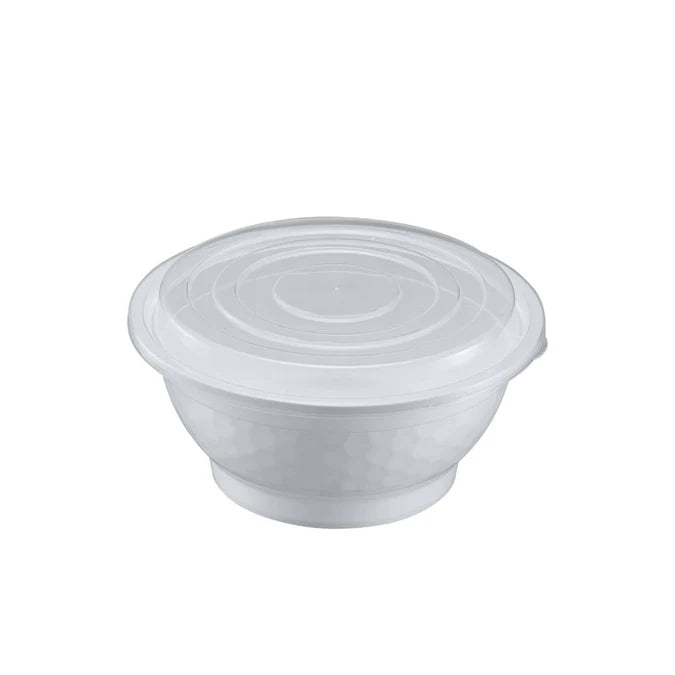 36OZ WHITE PLASTIC FOOD CONTAINER WITH LID(BOWL)