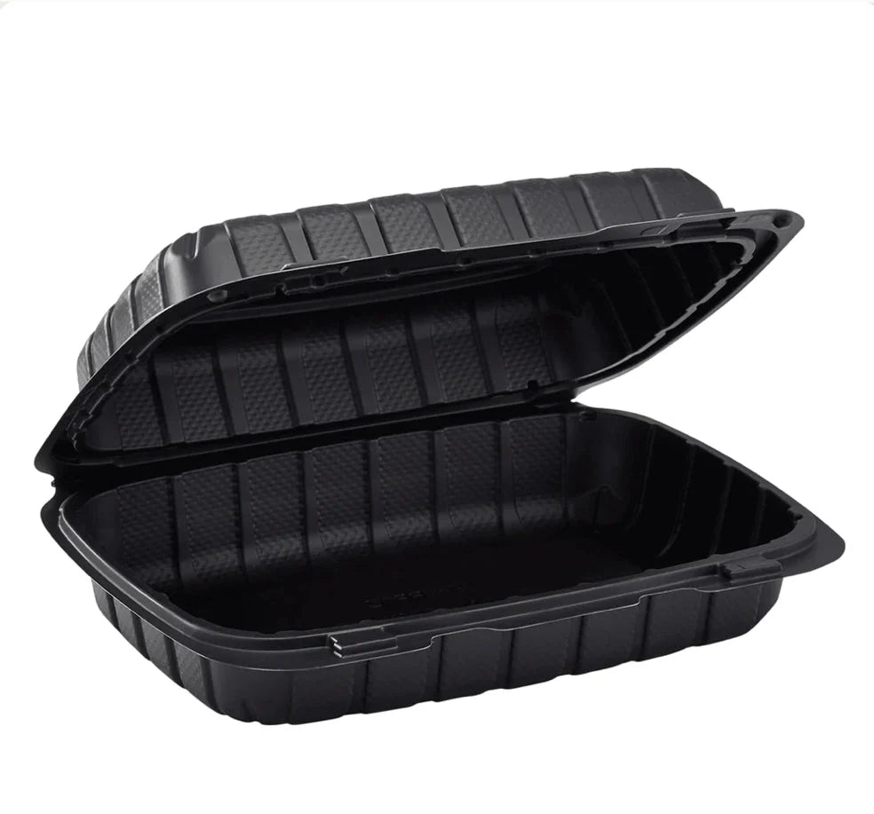 9"×6" ONE COMPARTMENT HINGED CONTAINER BLACK