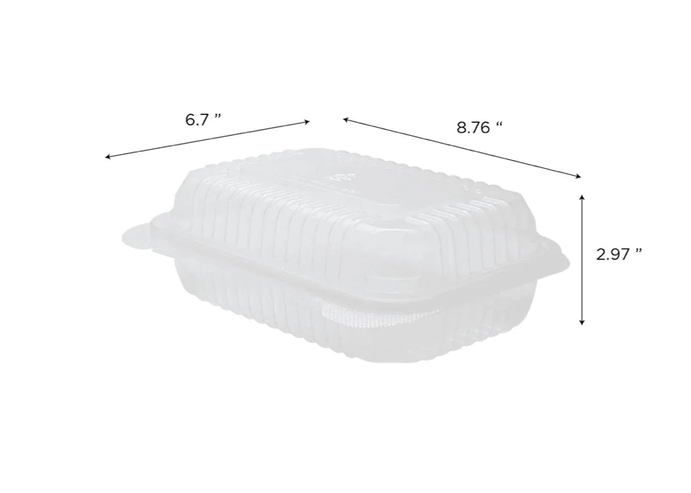 9"×6" ONE COMPARTMENT CLEAR HINGED CONTAINER