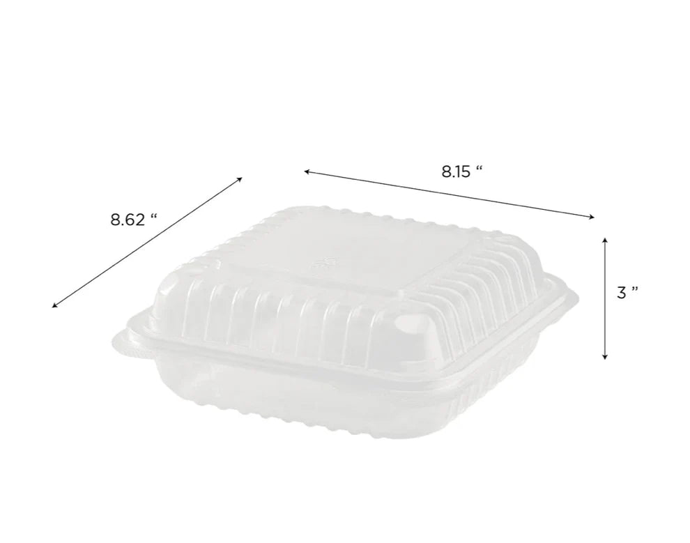 8"×8" ONE COMPARTMENT CLEAR HINGED CONTAINER