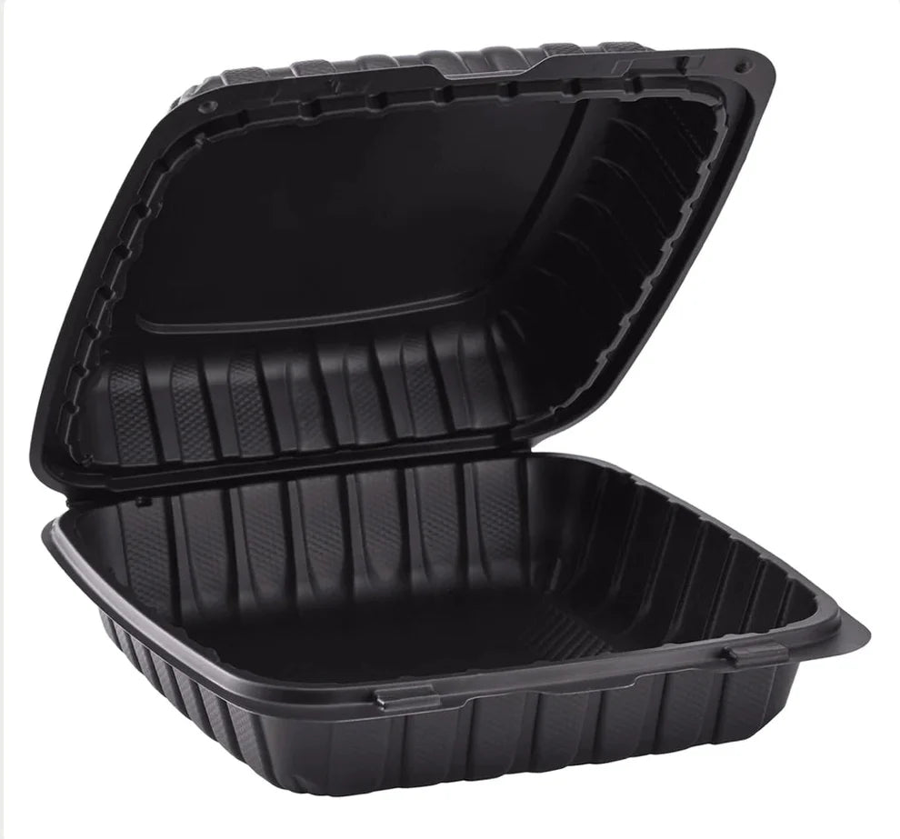 9"×9" ONE COMPARTMENT HINGED CONTAINER BLACK PP991
