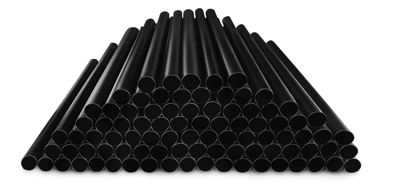 9" PLASTIC BOBA STRAWS BLACK 12*229MM FILM WRAPPED PSS-12229