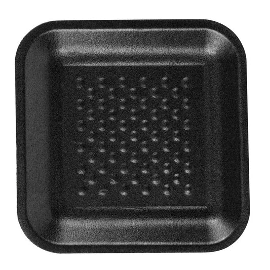 BLACK PET PLASTIC MEAT TRAY 5 1/4" x 5 1/4" x 1/2" PMTB-1S