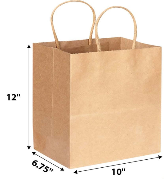 #5 KRAFT PAPER BAG WITH TWIST HANDLE 10"*7"*12" 100gms KPB05