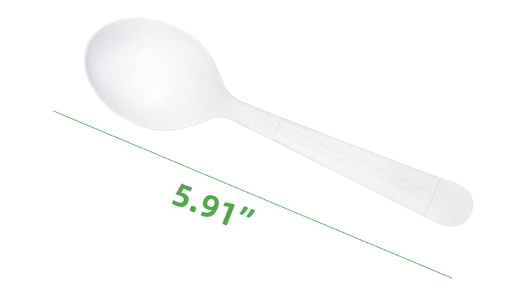 HEAVY WEIGHT WHITE PLASTIC SOUP SPOON INDIVIDUALLY WRAPPED SY-HWPSS-5IW