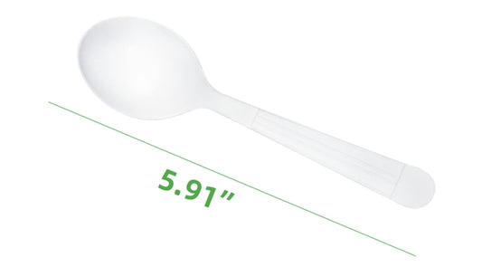 HEAVY WEIGHT WHITE PLASTIC SOUP SPOON INDIVIDUALLY WRAPPED SY-HWPSS-5IW