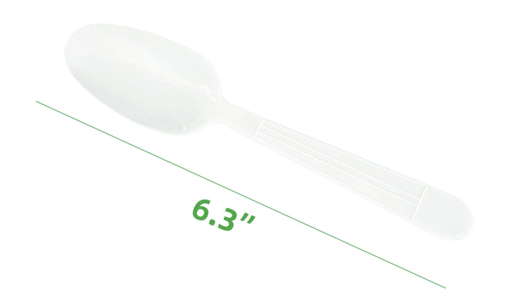 HEAVY WEIGHT WHITE PLASTIC TEA SPOON INDIVIDUALLY WRAPPED SY-HWPTS-5IW