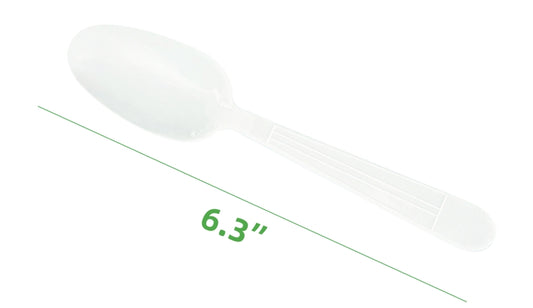 HEAVY WEIGHT WHITE PLASTIC TEA SPOON INDIVIDUALLY WRAPPED SY-HWPTS-5IW