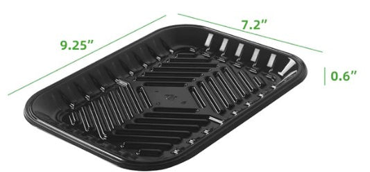 BLACK PET PLASTIC MEAT TRAY 9 1/4''X7 1/5''X 3/5'' PMTB-4S