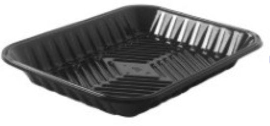 BLACK PET PLASTIC MEAT TRAY 8" x 10 1/2" x 1 3/8" PMTB-8DP