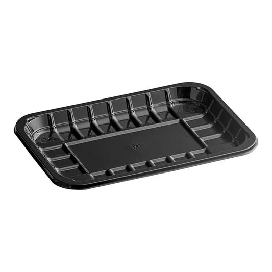 BLACK PET PLASTIC MEAT TRAY 5 9/10" x 8" x 11/16" PMTB-2S