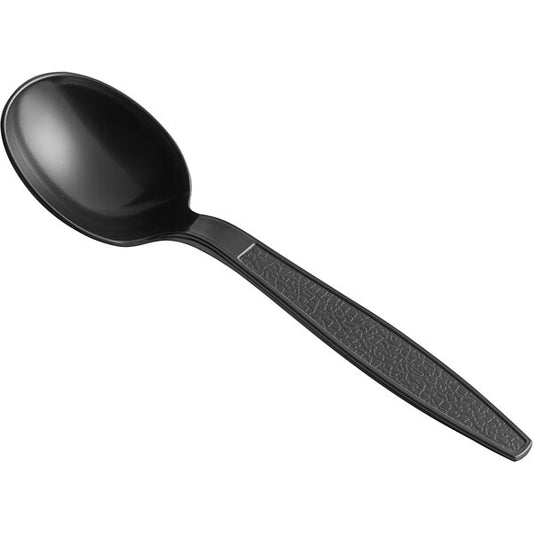 6.5" BLACK EXTRA HEAVY WEIGHT PLASTIC SOUP SPOON HWPSS-55B