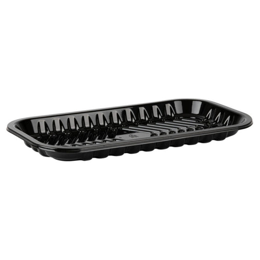 BLACK PET PLASTIC MEAT TRAY 10 1/3" x 5 1/2" x 4/5" PMTB-5S