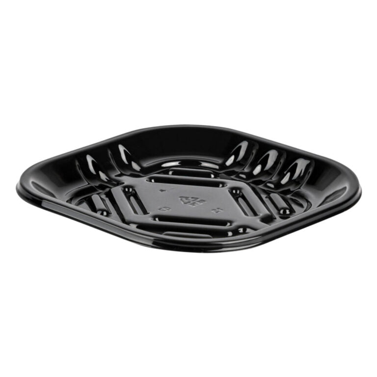 BLACK PET PLASTIC MEAT TRAY 5 1/4" x 5 1/4" x 1/2" PMTB-1S