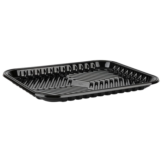 BLACK PET PLASTIC MEAT TRAY 10 1/2" x 8" x 1 3/10''"PMTB-8S