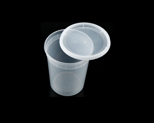 32 OZ PLASTIC FOOD CONTAINER WITH LID(SOUP CUP)