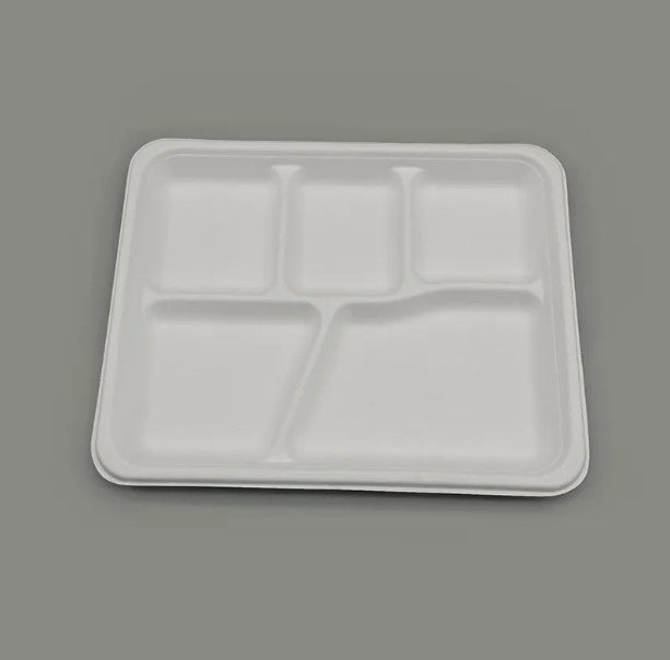 COMPOSTABLE DINNER TRAY 5 COMP 10.43"*8.46" PFAS FREE CDT-5C