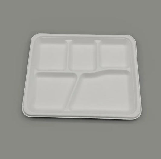 COMPOSTABLE DINNER TRAY 5 COMP 10.43"*8.46" PFAS FREE CDT-5C