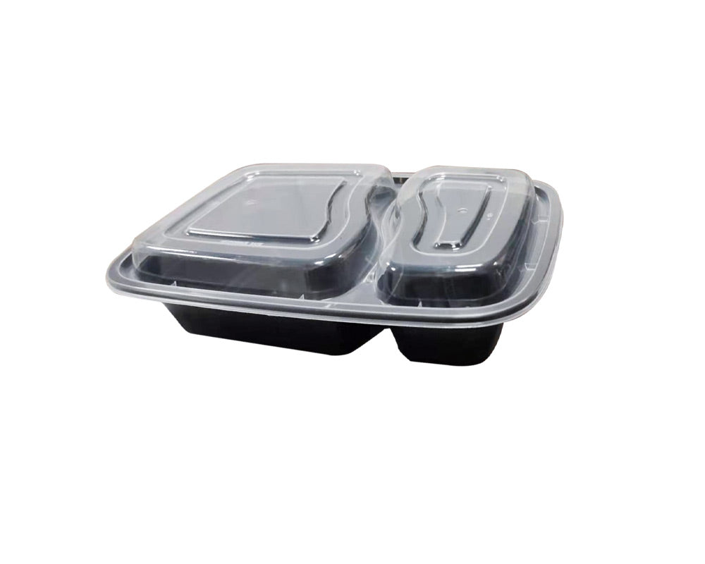 28 OZ PLASTIC FOOD CONTAINER WITH LID (2 COMPARTMENT)