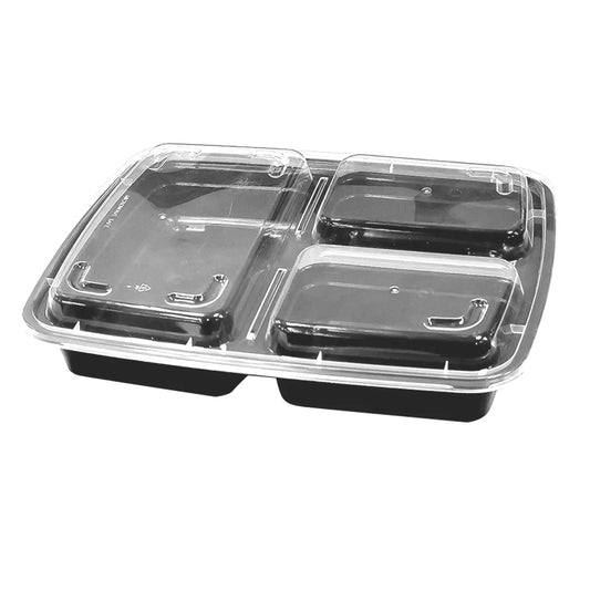 PLASTIC FOOD CONTAINER WITH LID (3 COMPARTMENT)