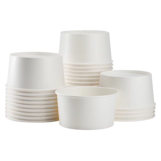 25 OZ WHITE PAPER FOOD CONTAINER (Rim142mm) PFC600-25