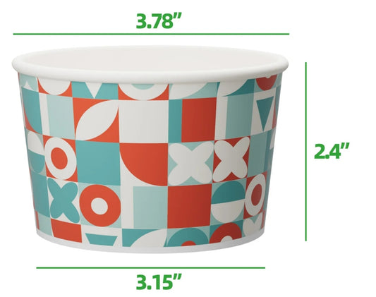 8 OZ PAPER FROZEN YOGURT / FOOD CUP  (RETRO-INSPIRED PRINT) PYC-08RI