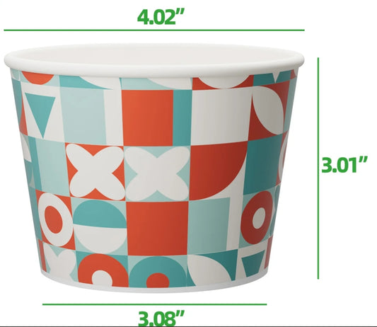 12 OZ PAPER FROZEN YOGURT / FOOD CUP  (RETRO-INSPIRED PRINT) PYC-12RI