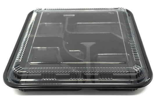 SQUARE BLACK PLASTIC BENTO BOX SET 10.6"x10.6"x2" SZ-307