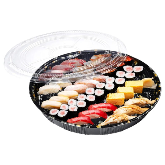 SZ-64 ROUND SUSHI TRAY WITH LID 13.7"x2.1" SZ-64
