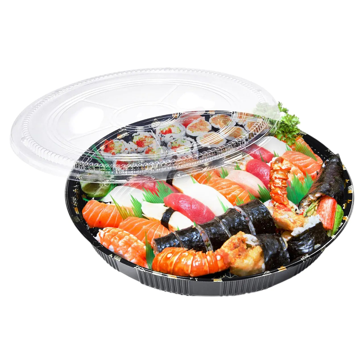 SZ-65 ROUND SUSHI TRAY WITH LID 15"x2.1" SZ-65