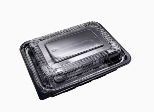 RECTANGULAR BLACK PLASTIC LUNCH BOX SET 5.4"x4.6"x2.2" SZ-805