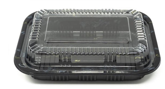 RECTANGULAR BLACK PLASTIC LUNCH BOX SET 6.5"x4.9"x1.8" SZ-807