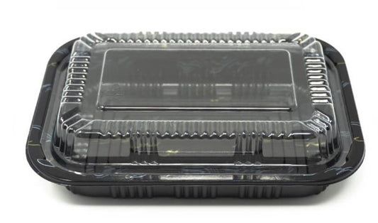 RECTANGULAR BLACK PLASTIC LUNCH BOX SET 7.2"x5.1"x1.8" SZ-810