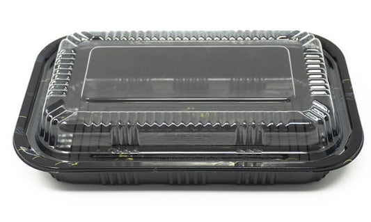 RECTANGULAR BLACK PLASTIC LUNCH BOX SET 8"x5.2"x1.8"SZ-815