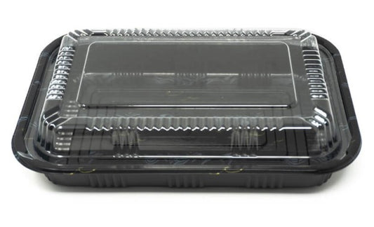 RECTANGULAR BLACK PLASTIC LUNCH BOX SET 8.3"x5.7"x1.8" SZ-820