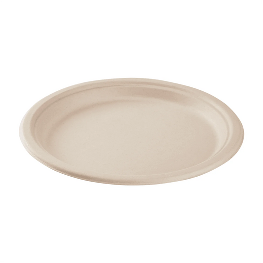 COMPOSTABLE DINNER PLATE 10" ROUND PLATE BAGASSE PFAS FREE YP010