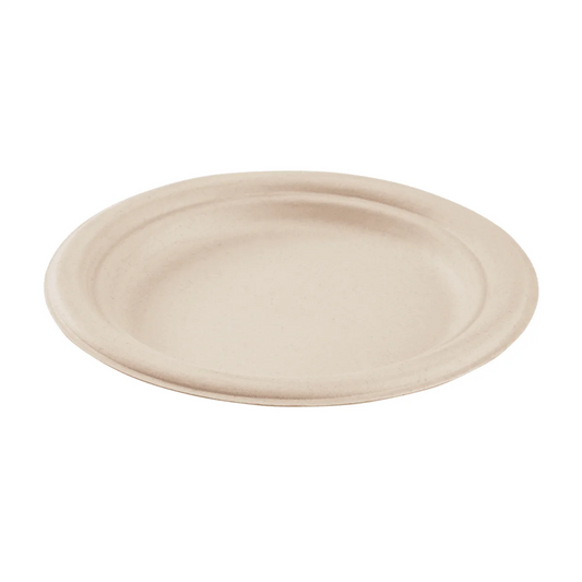 COMPOSTABLE DINNER PLATE 7" ROUND PLATE BAGASSE PFAS FREE YP070