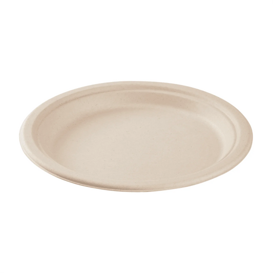 COMPOSTABLE DINNER PLATE 9" ROUND PLATE BAGASSE PFAS FREE YP090
