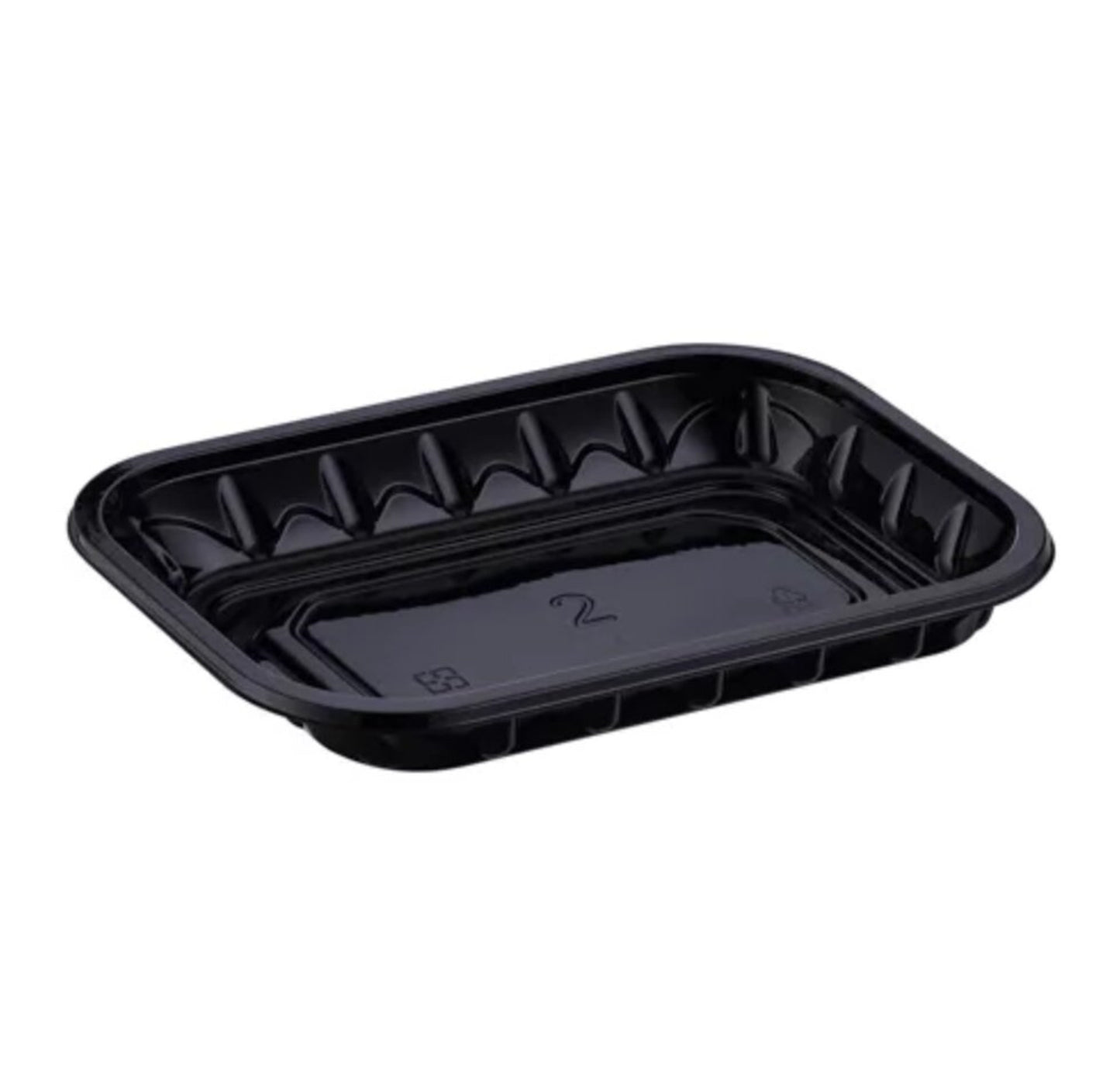 BLACK PET PLASTIC MEAT TRAY 5 9/10''X 8 3/10'' X1 1/10'' PMTB-2P