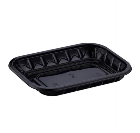 BLACK PET PLASTIC MEAT TRAY 8 2/5''X5 9/10'' X1 1/5'' PMTB-2D