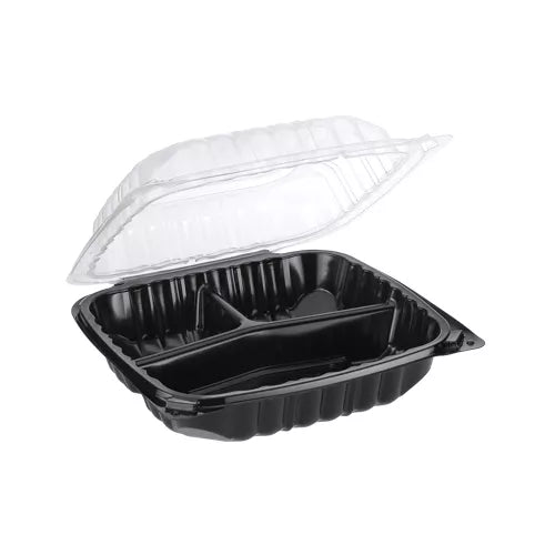 8''x8'' PP VENTED 3-COMPARTMENT HINGED CONTAINER(DUAL-COLOR)JC-BW83